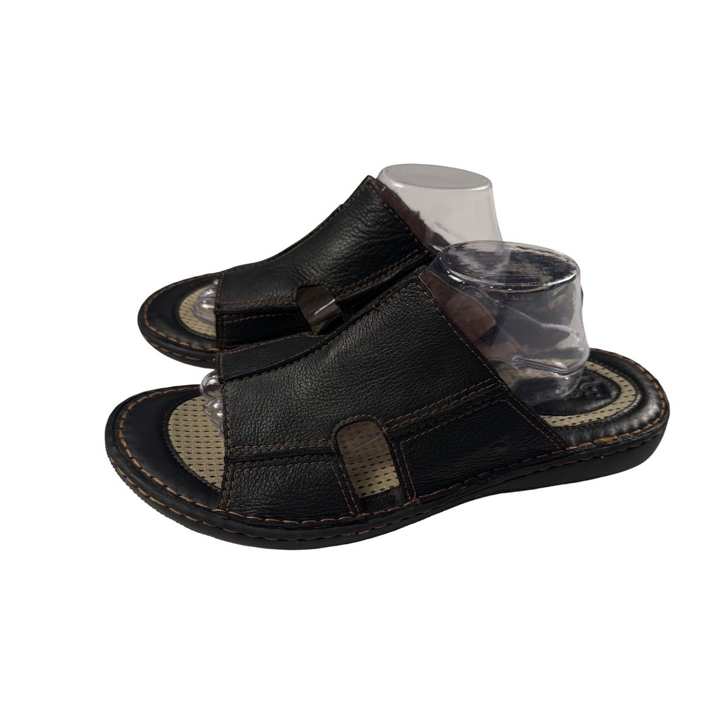 Born Men's Flores Full‎ Grain Leather Slip-On Sandal Camel Black Slide Sz 13 M